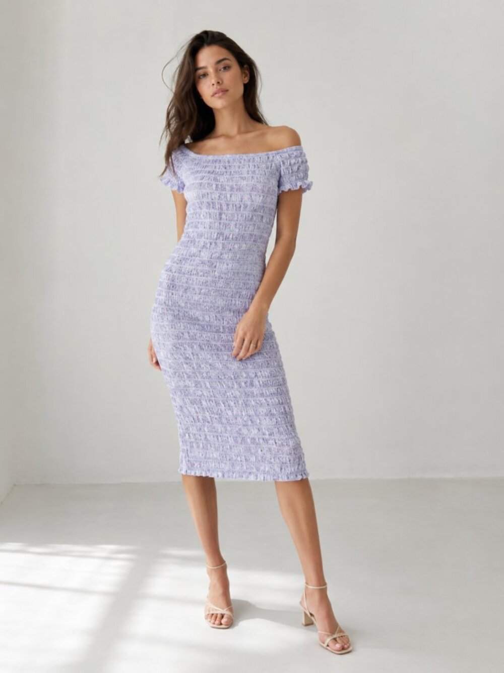LACAUSA Smocked Dress in Lilac